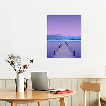 Amazon.co.jp: 絵画 湖のほとりの桟橋インテリア 絵画 シンプル
